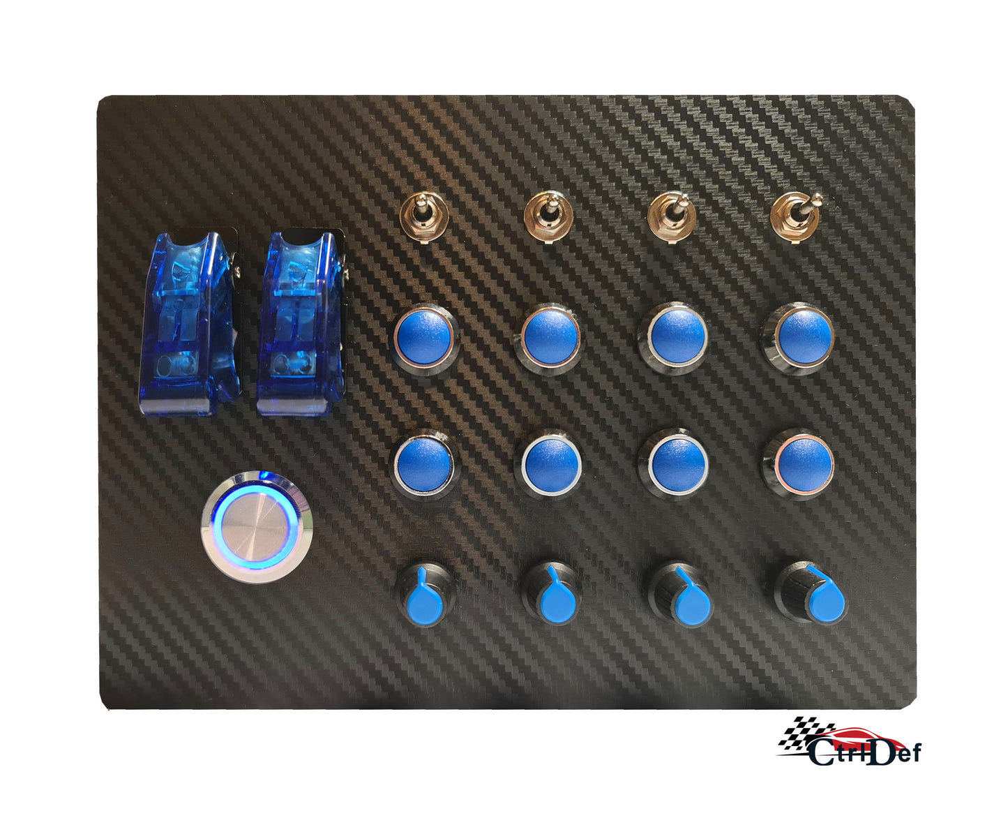 Blue Button Box Front On with Light
