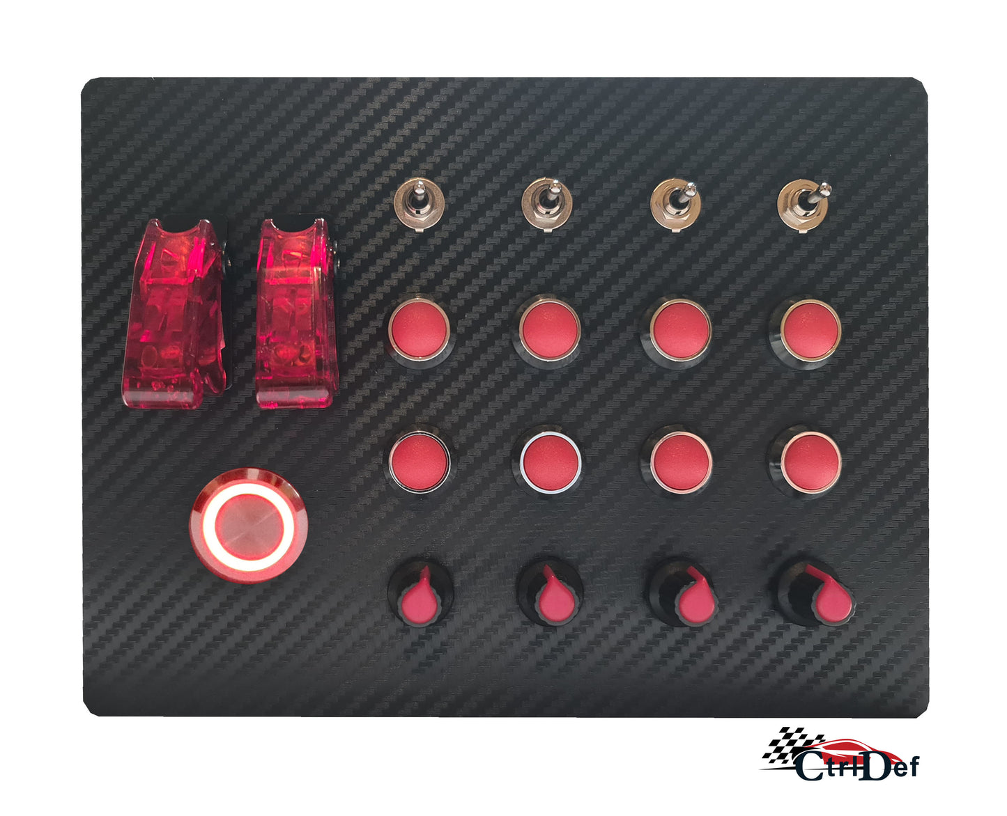 Red Button Box Front On with Light
